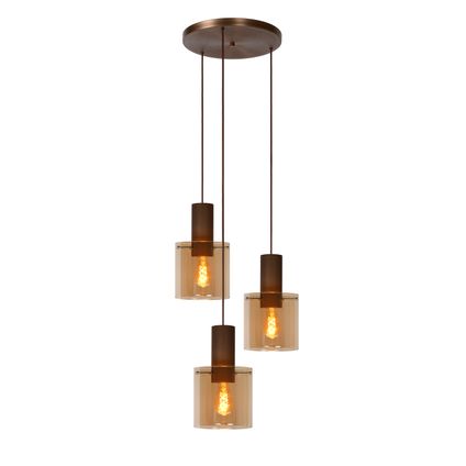 Lucide hanglamp Toledo amber ⌀50cm 3xE27
