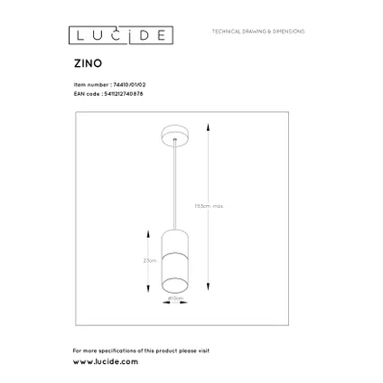 Suspension Lucide Zino ⌀10cm mat doré E27 5