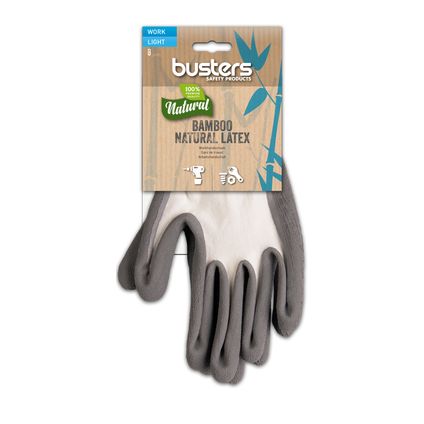 Busters handschoenen Bamboo Work Light wit/zwart maat 8
