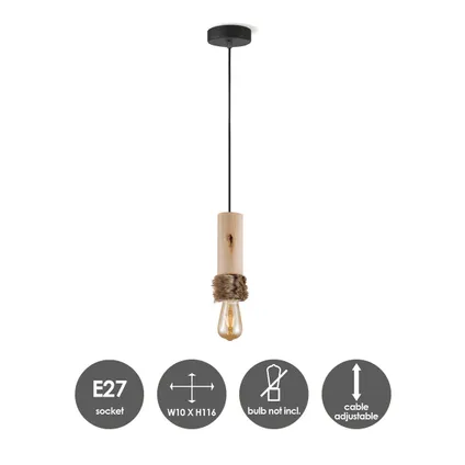 Home Sweet Home Lampe suspendue Furdy - Wood - 10x10x130cm 7