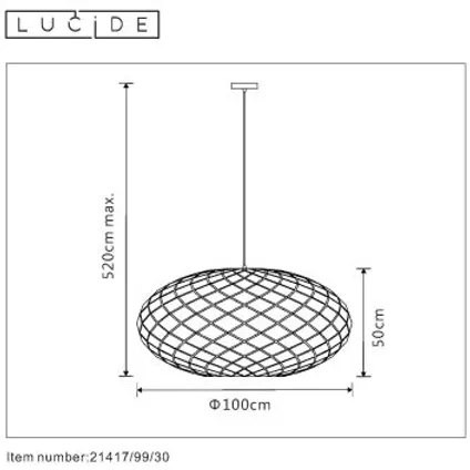 Lucide hanglamp Wolfram zwart Ø100cm 2