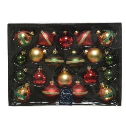 Decoris set van kerstballen in glas 8cm 20stuks