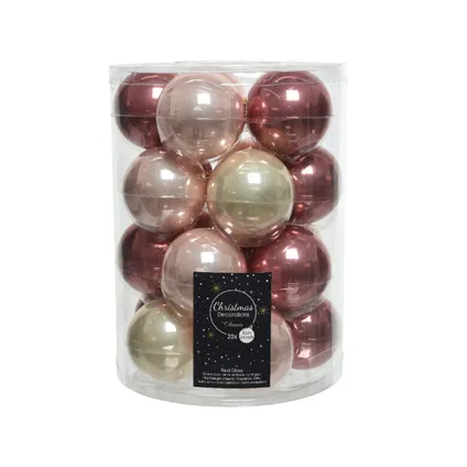 Decoris - Kerstbal glas d6 cm roze 20st kerst