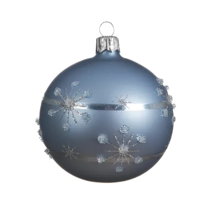 Boule de Noël Flocon bleu 8cm 1pièce