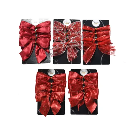 Suspension de Noël Decoris polyester rouge 10cm - 4 pièces