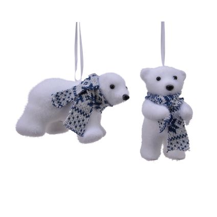 Suspension de Noël Decoris ours polaire mousse blanche - 1 pièce