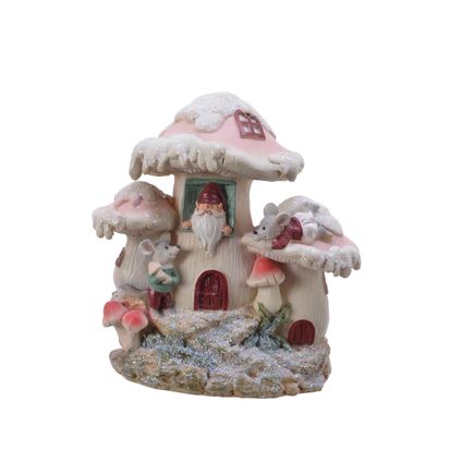 Kerstfiguur paddenstoelhuis 18cm