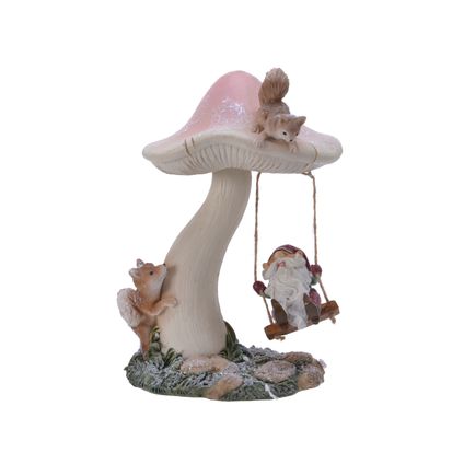Kerstfiguur paddenstoel schommel 19cm