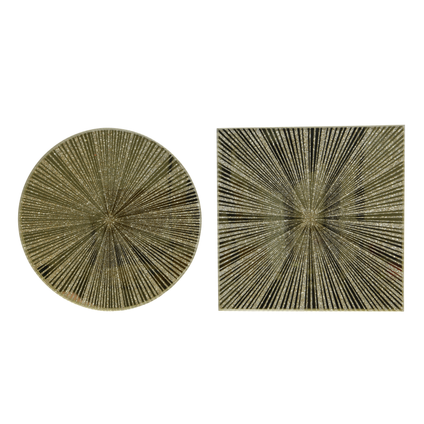 Decoris glazen bord goud strepen vierkant/rond divers 20cm