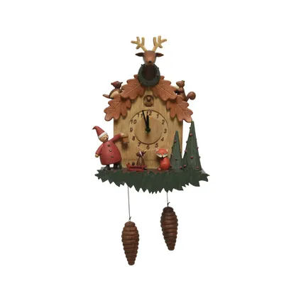 Kerstfiguur Klok Huis bruin 47cm
