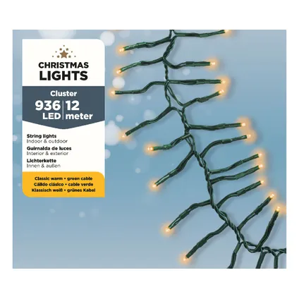 Decoris cluster kerstverlichting (Lumineo) 936 LED lampjes klassiek warm wit 12m 4