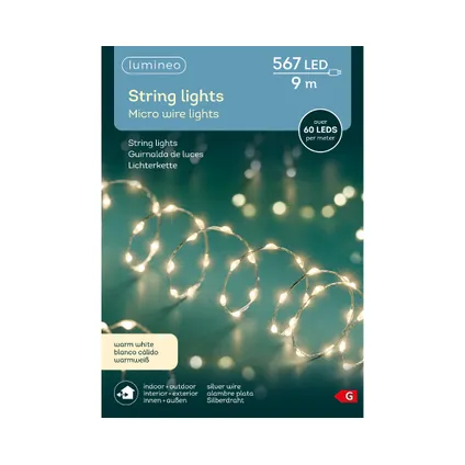 Kerstverlichting (Lumineo) lichtslinger 567 micro LED warm wit 9m 5