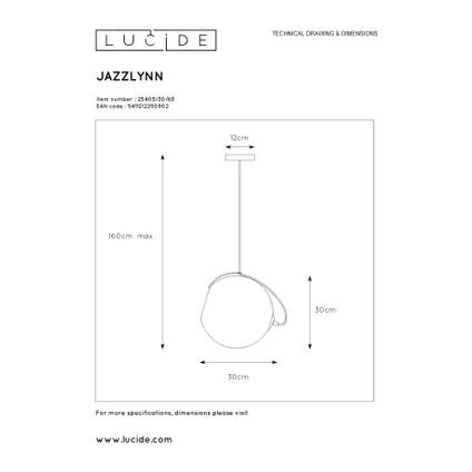 Lucide hanglamp Jazzlynn grijs Ø30cm E27 10