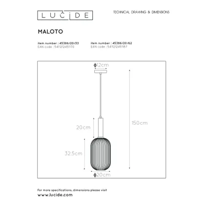 Suspension Lucide Maloto ambre ⌀20cm E27 11