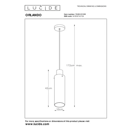 Lucide hanglamp Orlando gerookt glas ⌀10cm E27 6