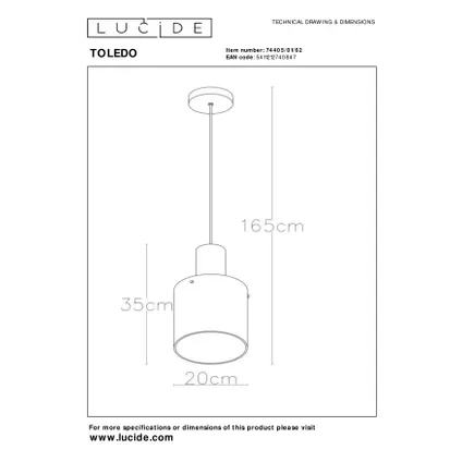 Lucide hanglamp Toledo amber ⌀20cm E27 10
