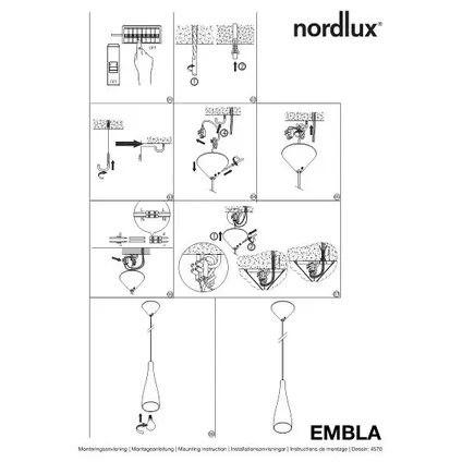 Suspension Nordlux Embla noir ⌀10cm E27 2