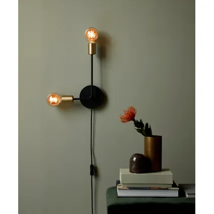 Nordlux wandlamp Josefine zwart messing 2xE27 2