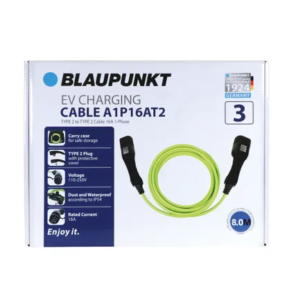 Câble de recharge Blaupunkt EV type2-2 16A 1 phase 3