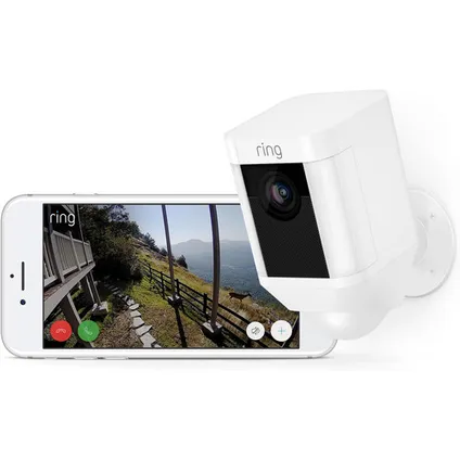 Caméra intelligente Ring Spotlight Cam Battery blanc sirène 110dB 3