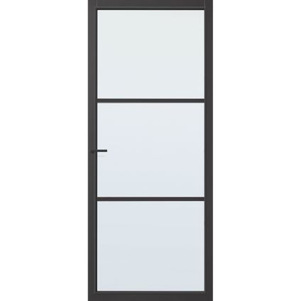 CanDo Capital binnendeur Dover zwart blank glas blank glas opdek links 78x201,5 cm