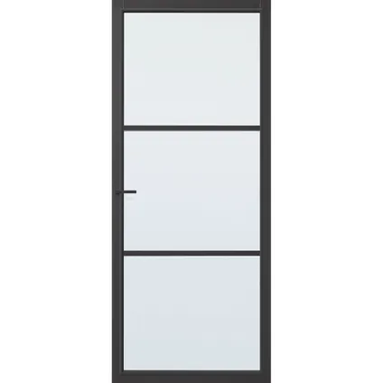 CanDo Capital binnendeur Dover zwart blank glas blank glas opdek links 83x201,5 cm