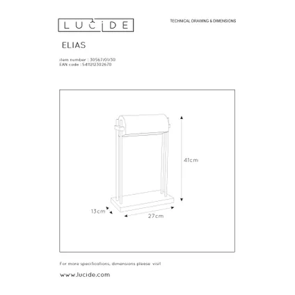 Lampe de table Lucide Elias noire E27 9