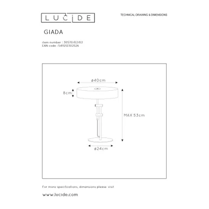 Lampe de table Lucide Giada or/laiton E27 9