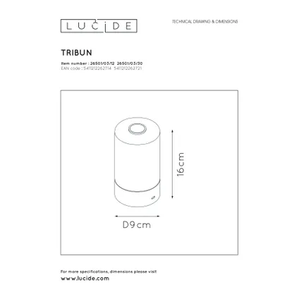 Lucide tafellamp LED Tribun chroom 3W 8