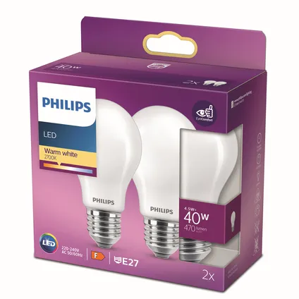 Philips ledlamp A60 warm wit E27 4,5W 2 stuks 4