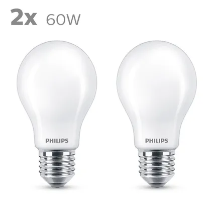 Philips ledlichtbron warm wit E27 7W 2 stuks