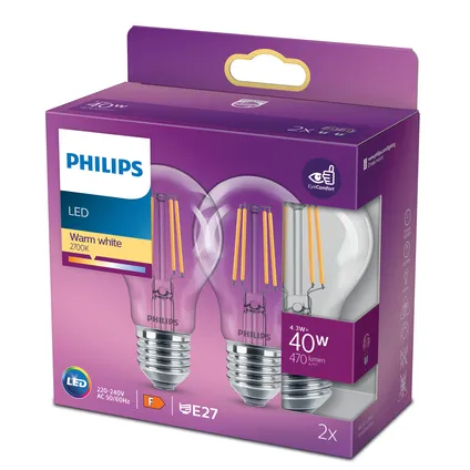 Philips ledlamp warm wit E27 4,3W 2 stuks 4
