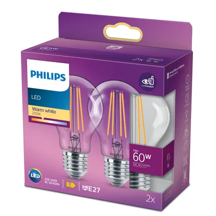 Ampoule LED Philips blanc chaud E27 7W 2 pièces 4
