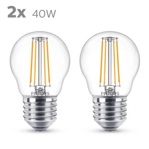 Ampoule LED sphérique Philips blanc chaud E27 4,3W 2 pièces