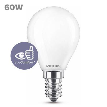 Ampoule LED sphérique Philips blanc chaud E14 6,5W