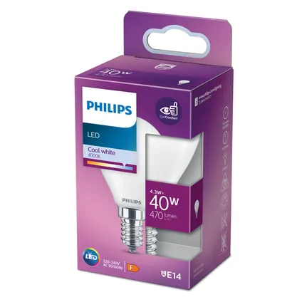 Philips ledkogellamp koel wit E14 4,3W 5
