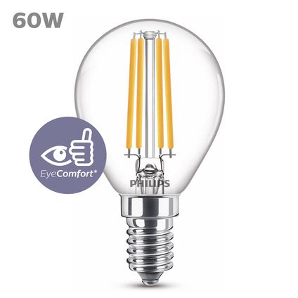 Ampoule LED sphérique Philips blanc chaud E14 6,5W