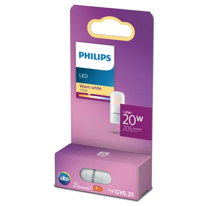 Ampoule LED capsule Philips blanc chaud Gy6.35 1,8W