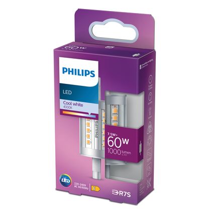 Ampoule LED crayon Philips blanc froid R7S 7,5W
