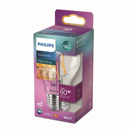 Ampoule LED Philips A60 Sceneswitch E27 7,5W 6