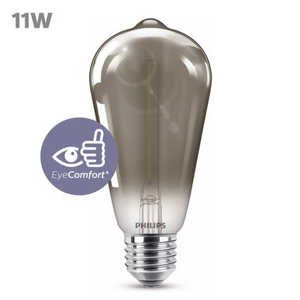Ampoule LED Philips Edison noire blanc chaud E27 2,3W