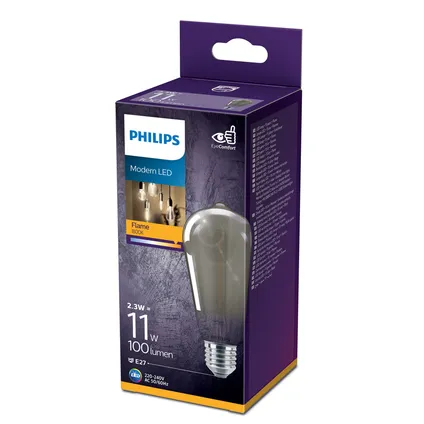 Ampoule LED Philips Edison noire blanc chaud E27 2,3W 4