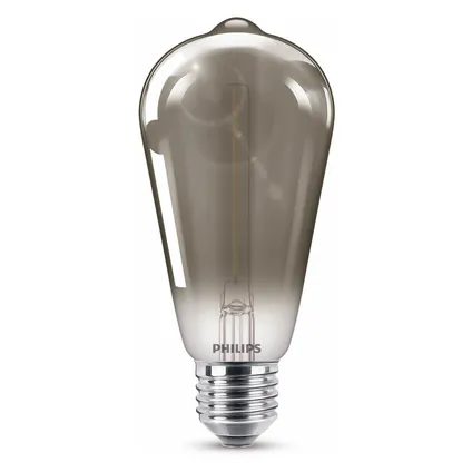 Ampoule LED Philips Edison noire blanc chaud E27 2,3W 5