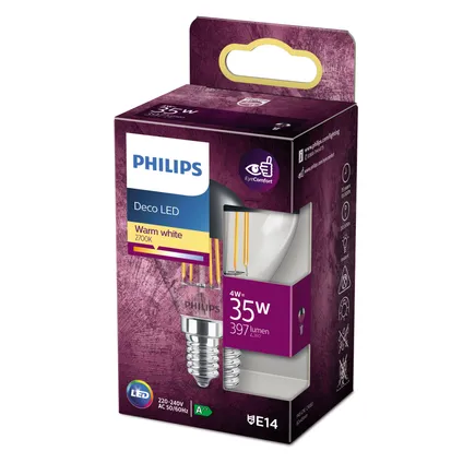 Ampoule boule LED calotte réflectrice Philips E14 4W 2