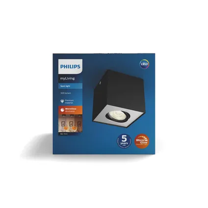 Philips ledspot Box WarmGlow zwart 4,5W 5
