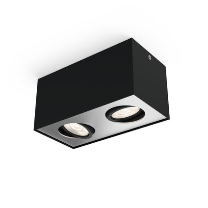 Spot LED Philips Box WarmGlow noir 2x4.5W