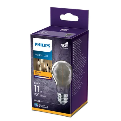 Philips ledlamp zwart warm wit E27 2,3W 5