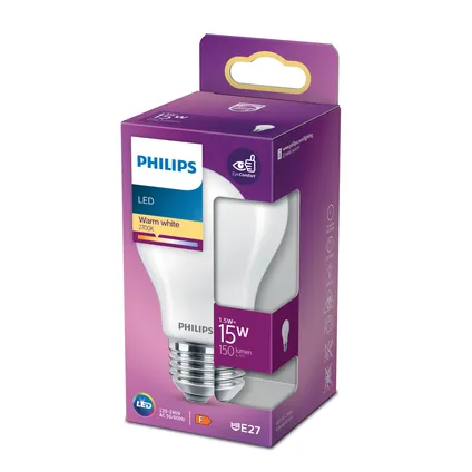 Philips ledlamp warm wit E27 1,5W 4