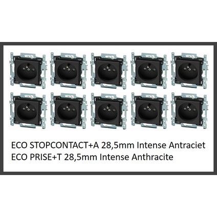 Eco stopcontact + penaarde 28,5mm antraciet