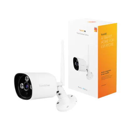 Hombli Slimme Beveiligingscamera voor buiten met WiFi - Full HD 1080p - Bewegingsdetectie met Nachtzicht - Live beeld via App - Wit